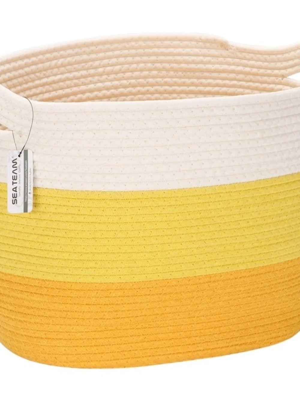 Striped Yellow Cotton Tote - Laundry Basket - Colorblock Toy Organizer NWT